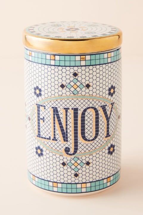 Anthro Enjoy Bistro Tile Canister Mint