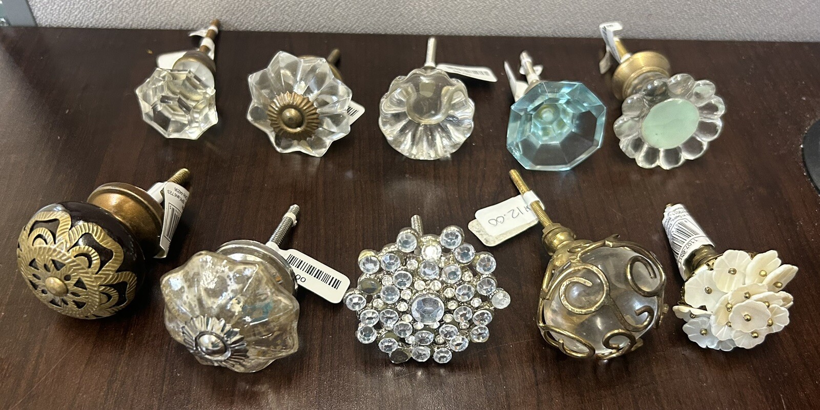 Drawer Pulls Cabinet Knobs Hardware Brass Ceramic Glass Mixed Lot of 10 Floral