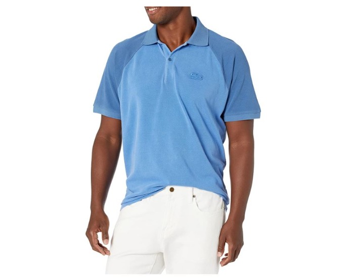 Lacoste Crocodile Short Sleeve Men's Polo Shirt Size S Blue Relaxed Fit NEW 125
