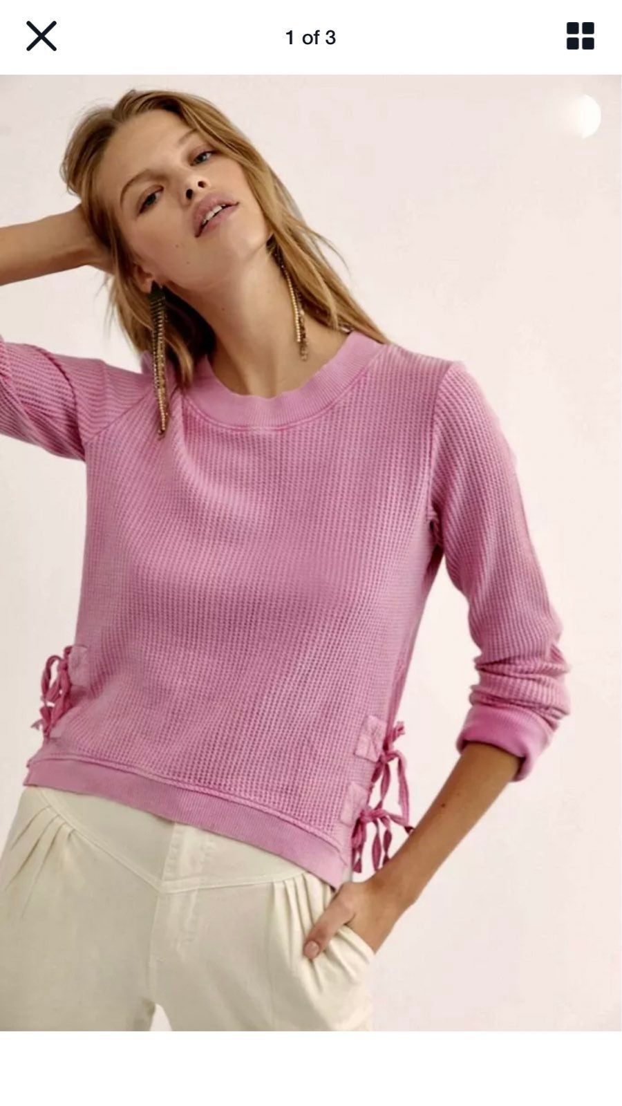 Free People Thermal Top Side Ties Hi Lo