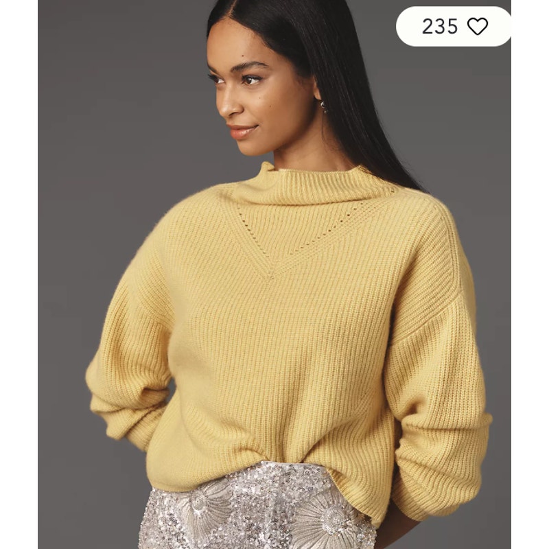 Anthropologie The Enza 100% Ribbed Cashmere Sweater Cropped Size Small NEW