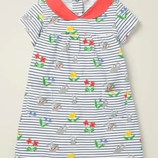 NWOT Mini Boden Printed Jersey Collared Dress 2-3Y