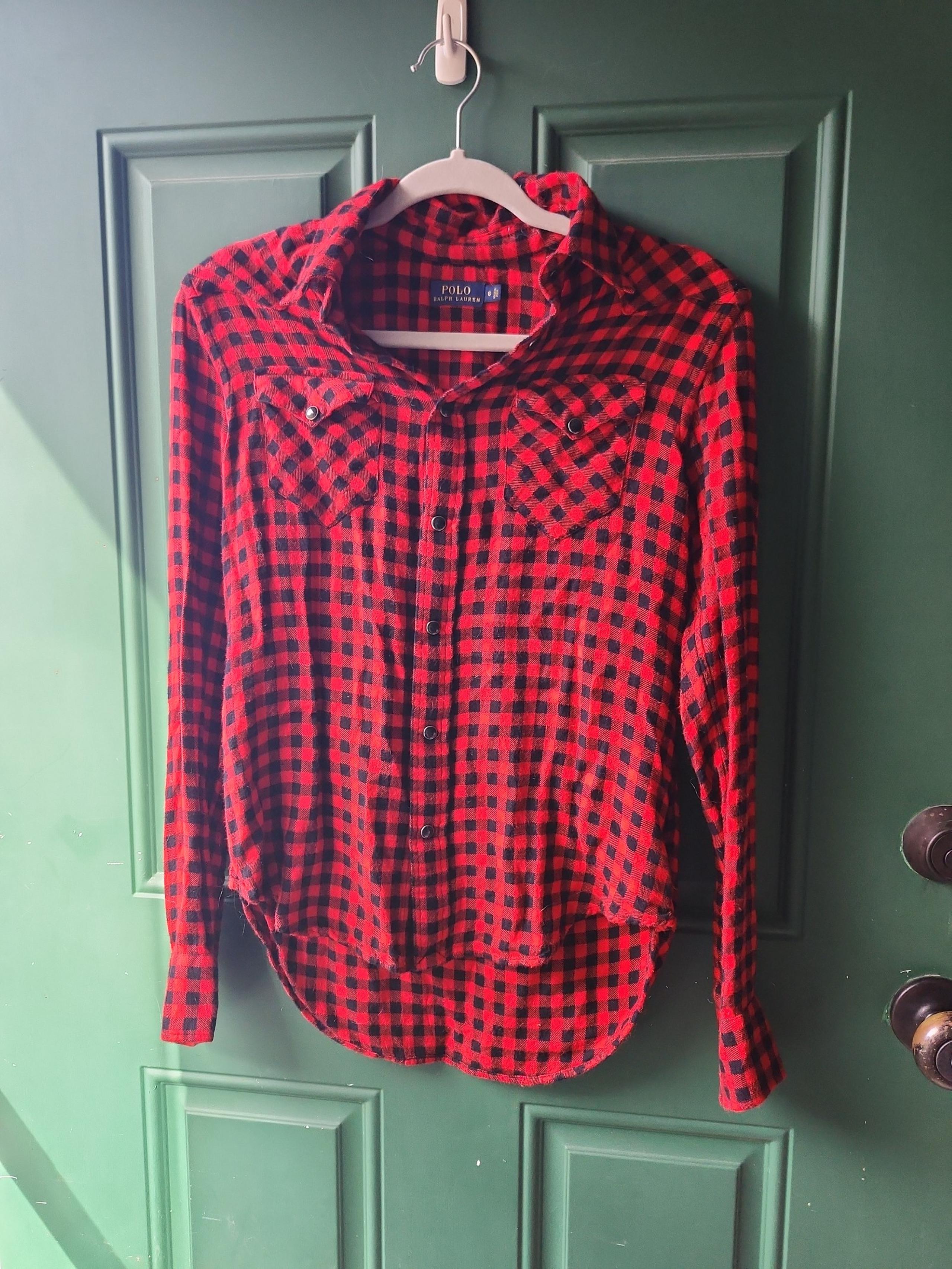 Womens ralph lauren polo  fall plaid flannel button down shirt 6