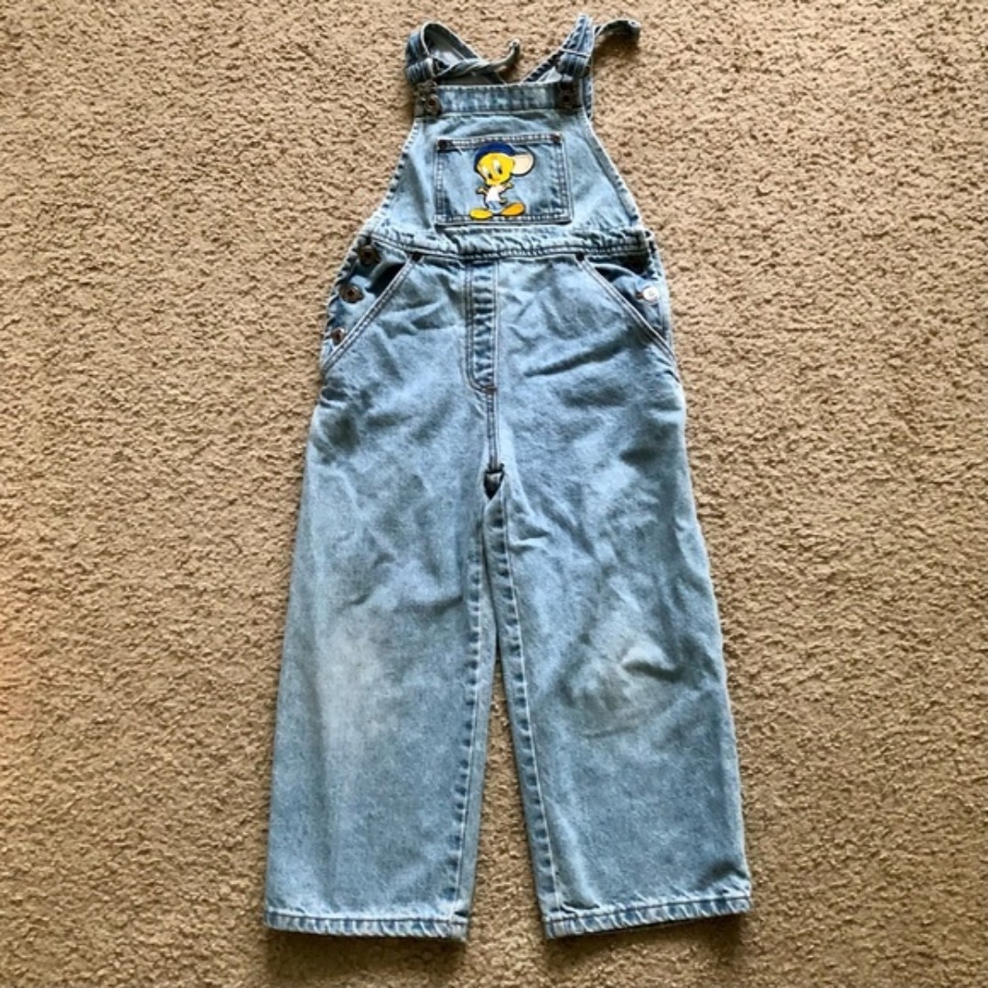 Vintage 90s Kids' Tweety Bird Overalls Size 7