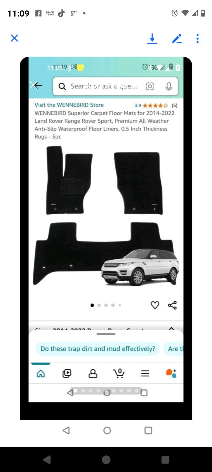Premium Carpet Floor Mats Range Rover 2014-22 Land Rover Sport