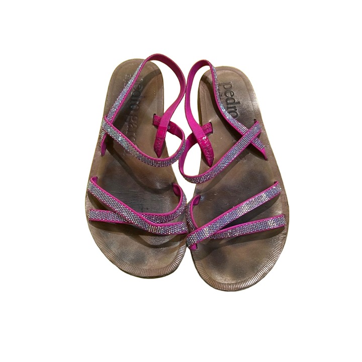 Pedro García Pink Straps Rhinestone Embellishments Open Toe Strappy Sandals 38.5