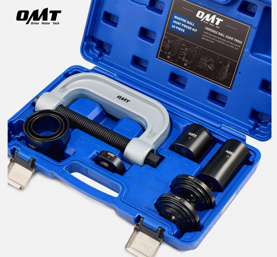OMT Heavy Duty 4 in 1 Ball Joint Press & U Joint Removal Tool Kit w 4x4 Adapters