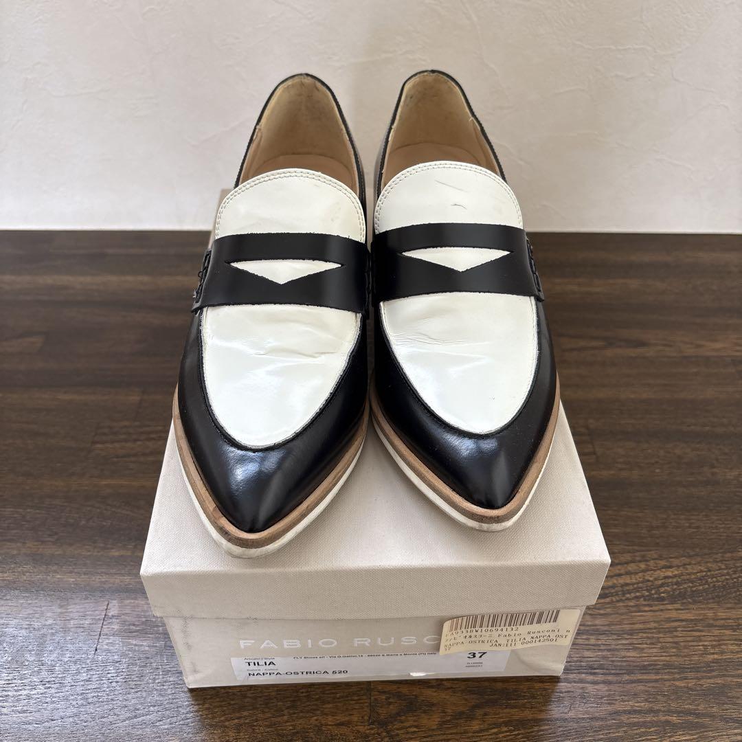 FABIO RUSCONI Loafers, Size 37, Black and White