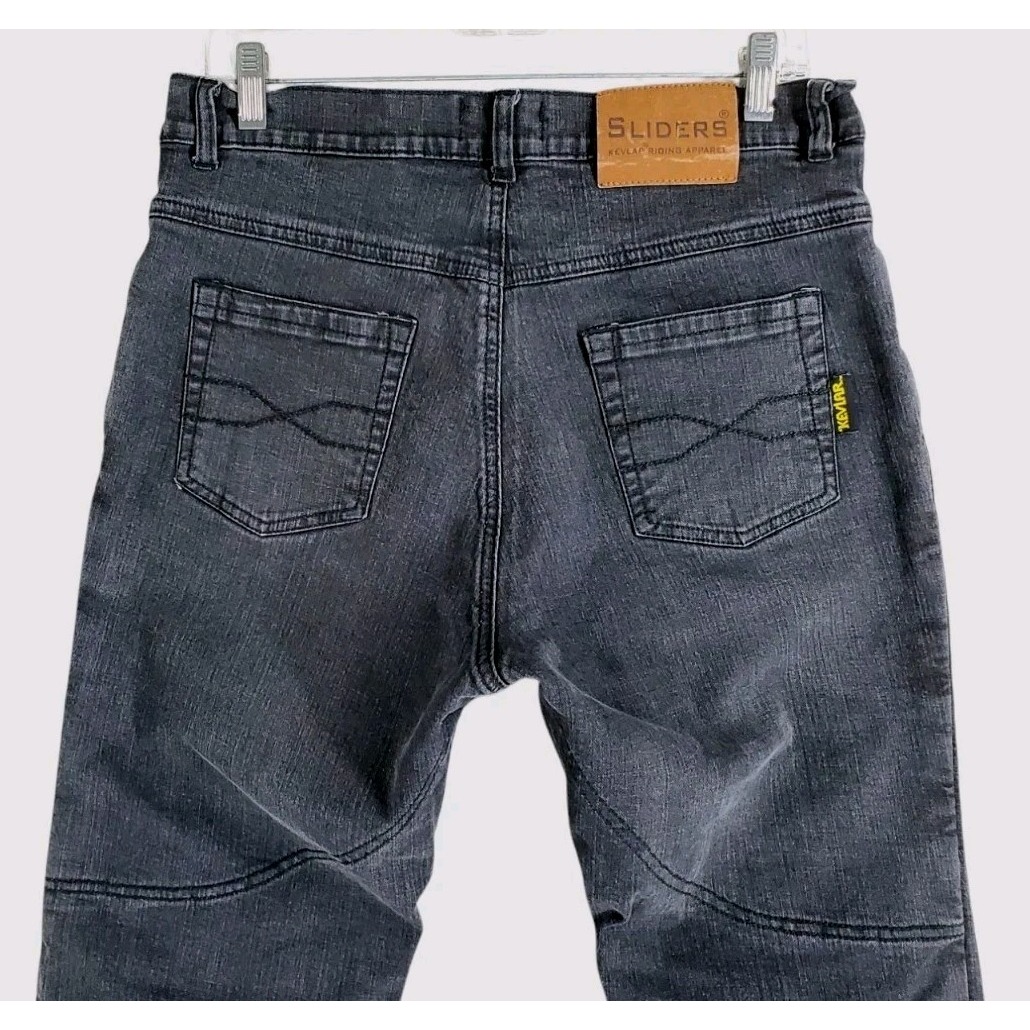 Sliders Moto Jeans Made With Kevlar Mens EU 6 Long 30x33 Black Straight Stretch