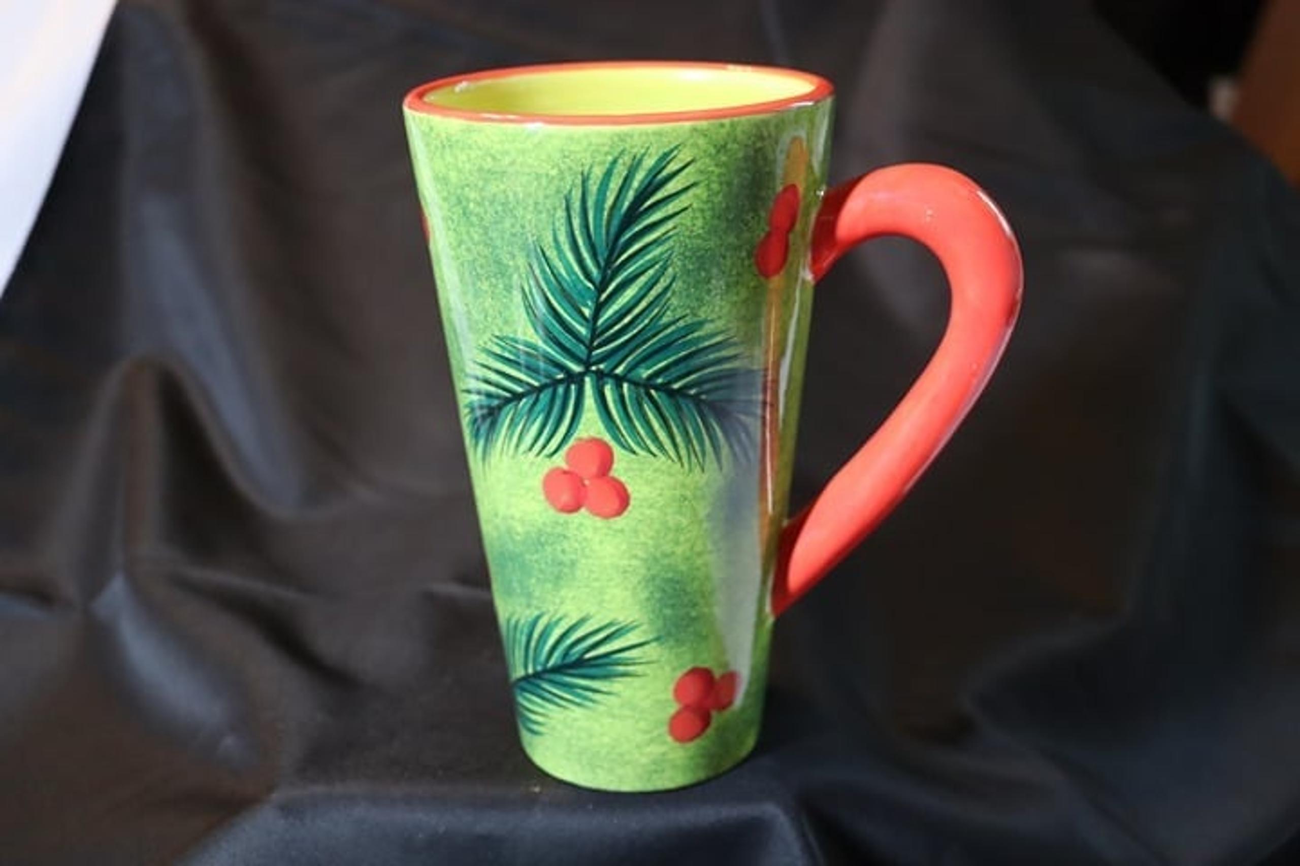 Department 56 Christmas Holiday Latte Mug with Holly & Berry Sprigs