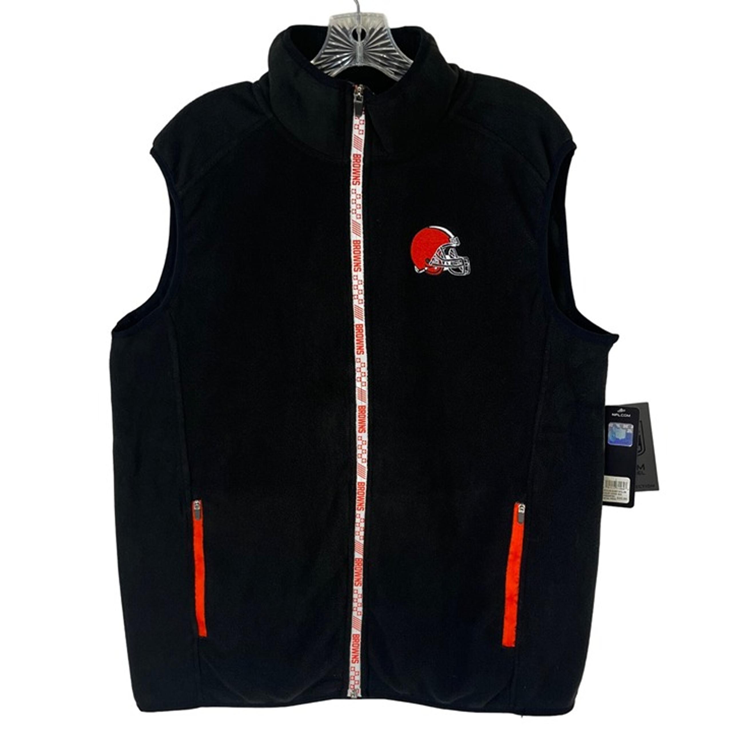 Cleveland Browns Mens Fleece Zip Vest Black NFL Apparel Size Medium
