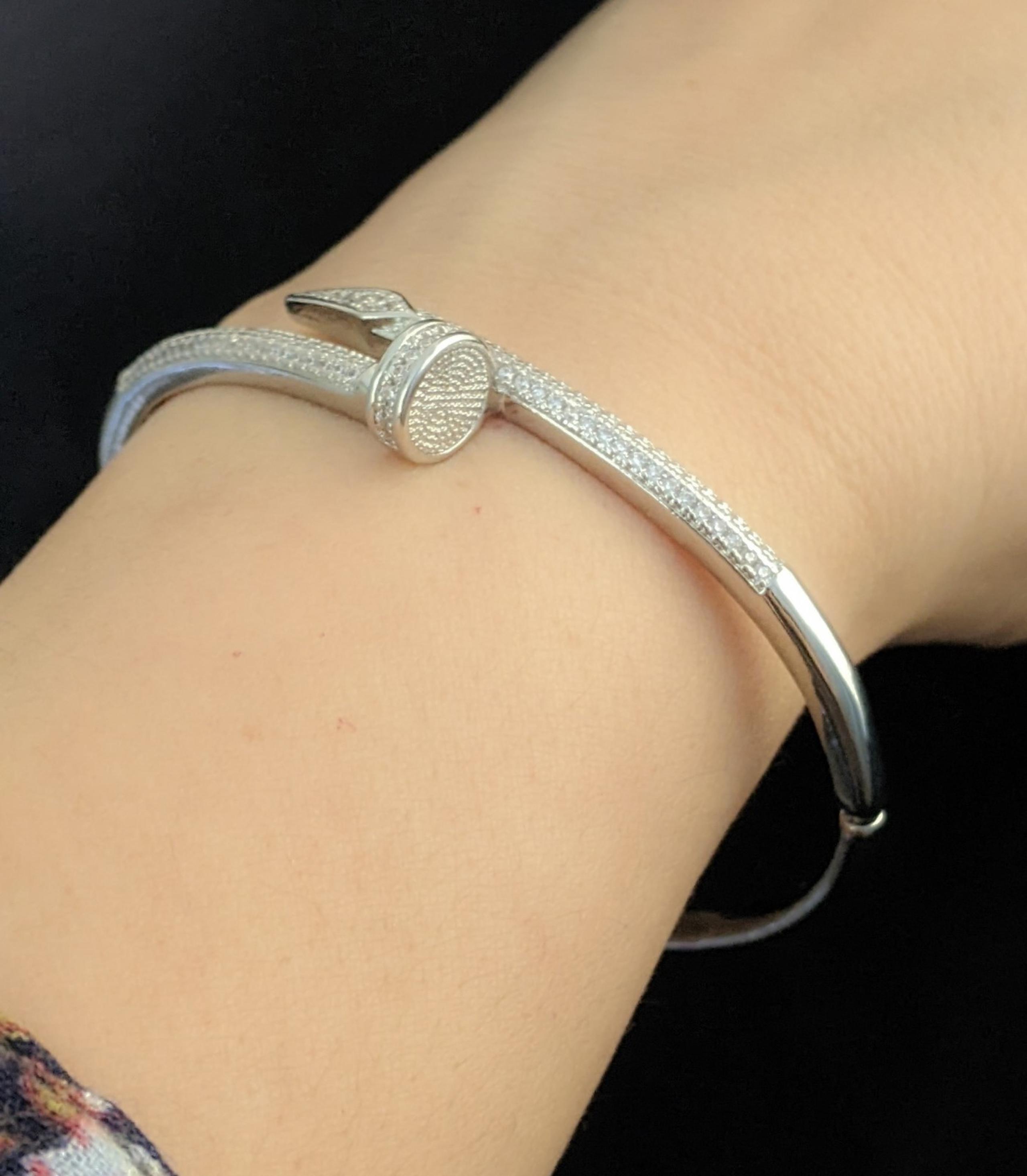 Bracelet Bangle Nail design and Sparkling Zirconia Perfect for Any Occasion 7.5"