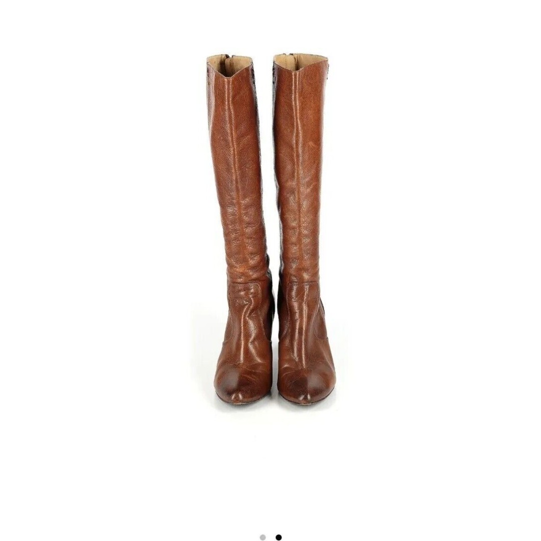 Frye Boots Womens Size 8.5 CeCe Tall Wedge Boots Brown Distressed
