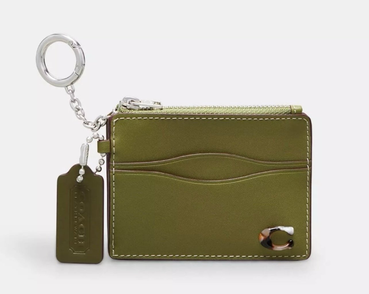 Coach Coachtopia Wavy Zip Card Case Olive Green CQ851 NWT