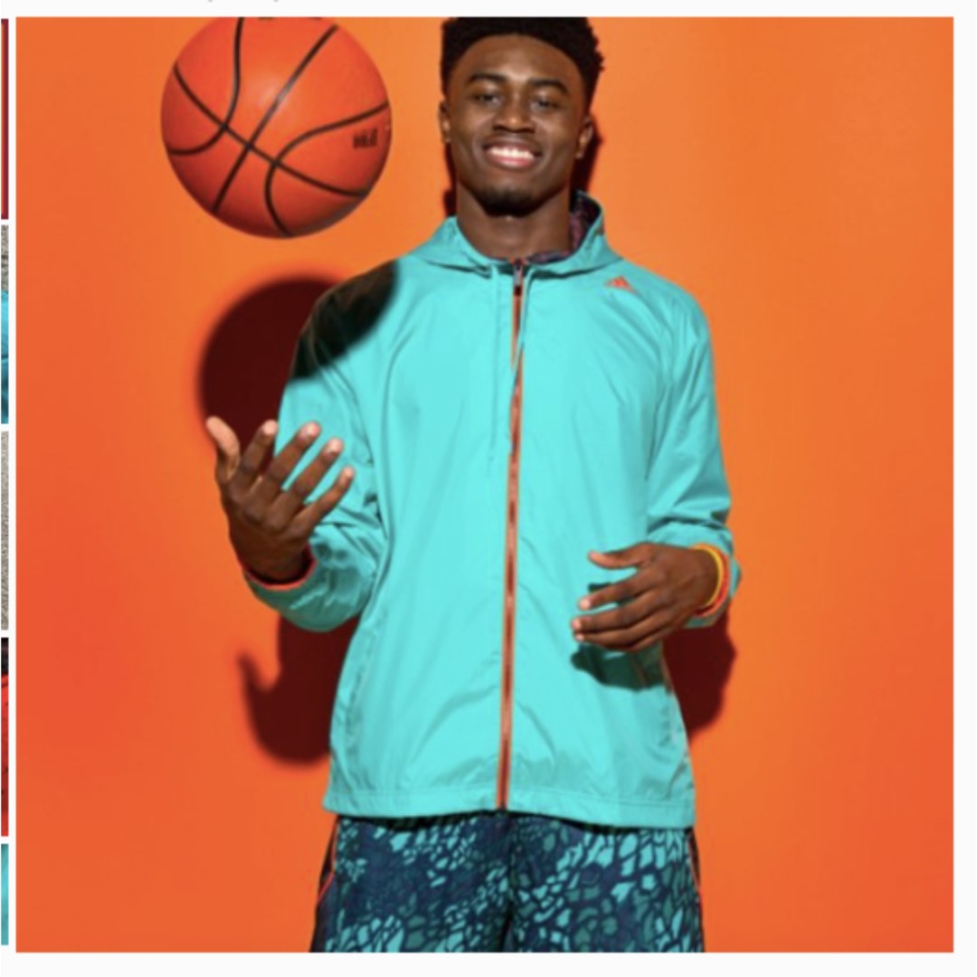 Adidas Basketball Teal/Orange Lightweight Jacket (L)