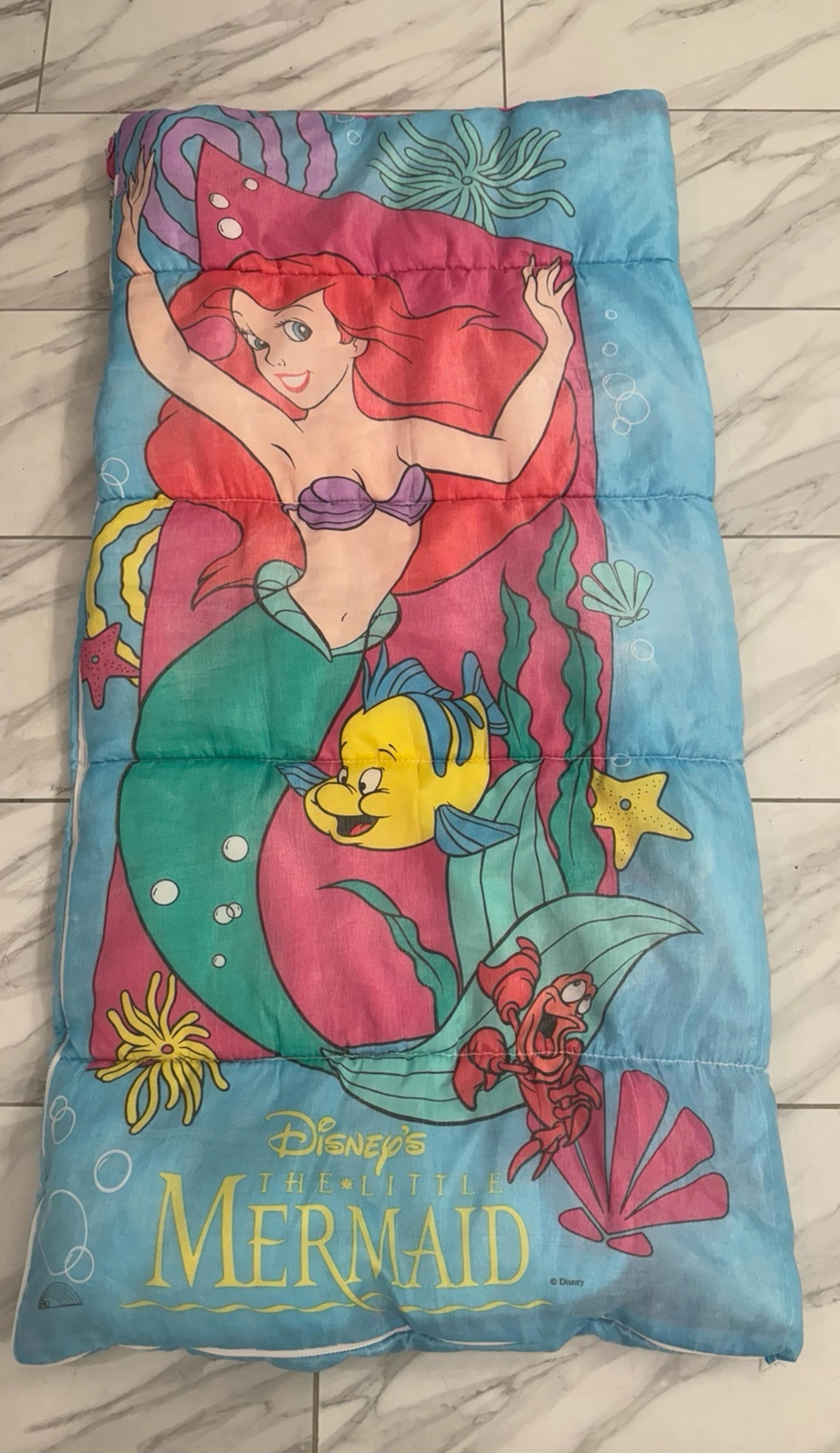 Vintage LITTLE MERMAID SLEEPING BAG Princess ARIEL Kids Girls Disney Bedding