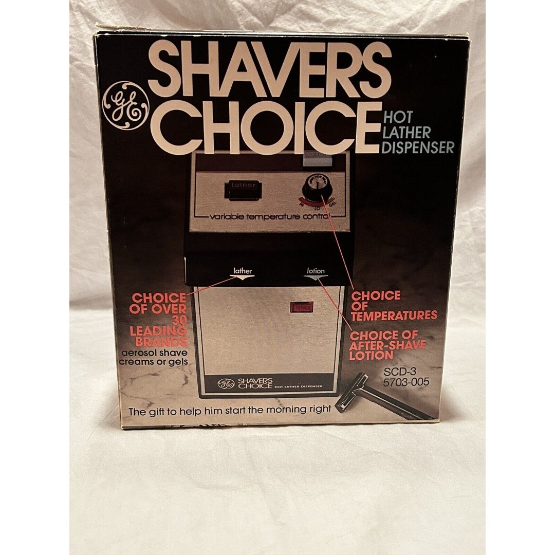 RARE NOS Vintage GE SHAVERS CHOICE Hot Lather Dispenser Shaving Cream Lotion