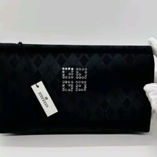 Givenchy Parfums Black Rhinestone Bling Logo Zipper Pouch