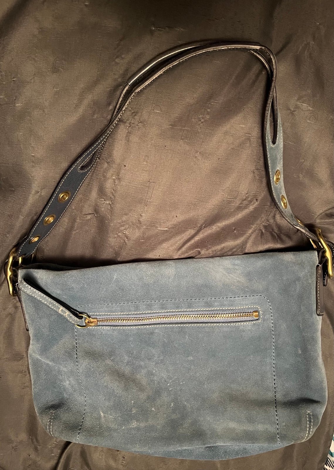 Blue suede vintage coach purse