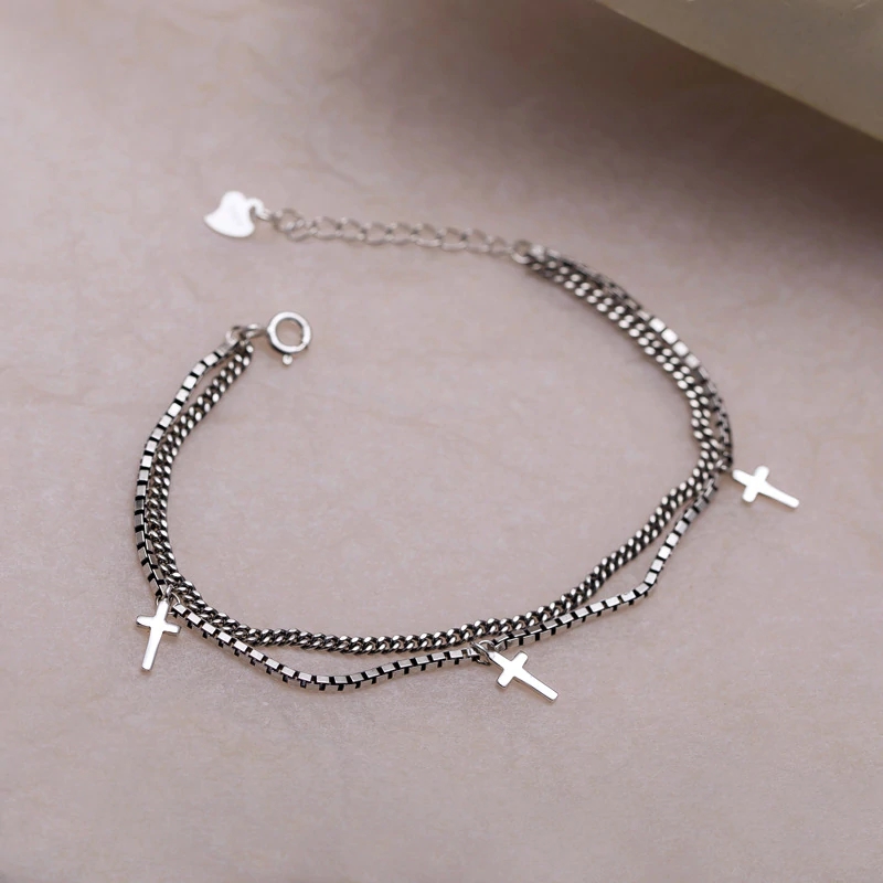 NEW Stamped 925 Silver Cross Bracelet