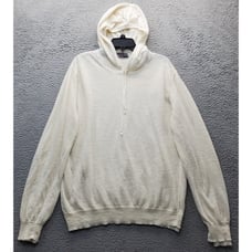 Vince Hoodie Womens XL Tan Linen Lined Ribbed Hem & Cuff Long Sleeve Drawstring