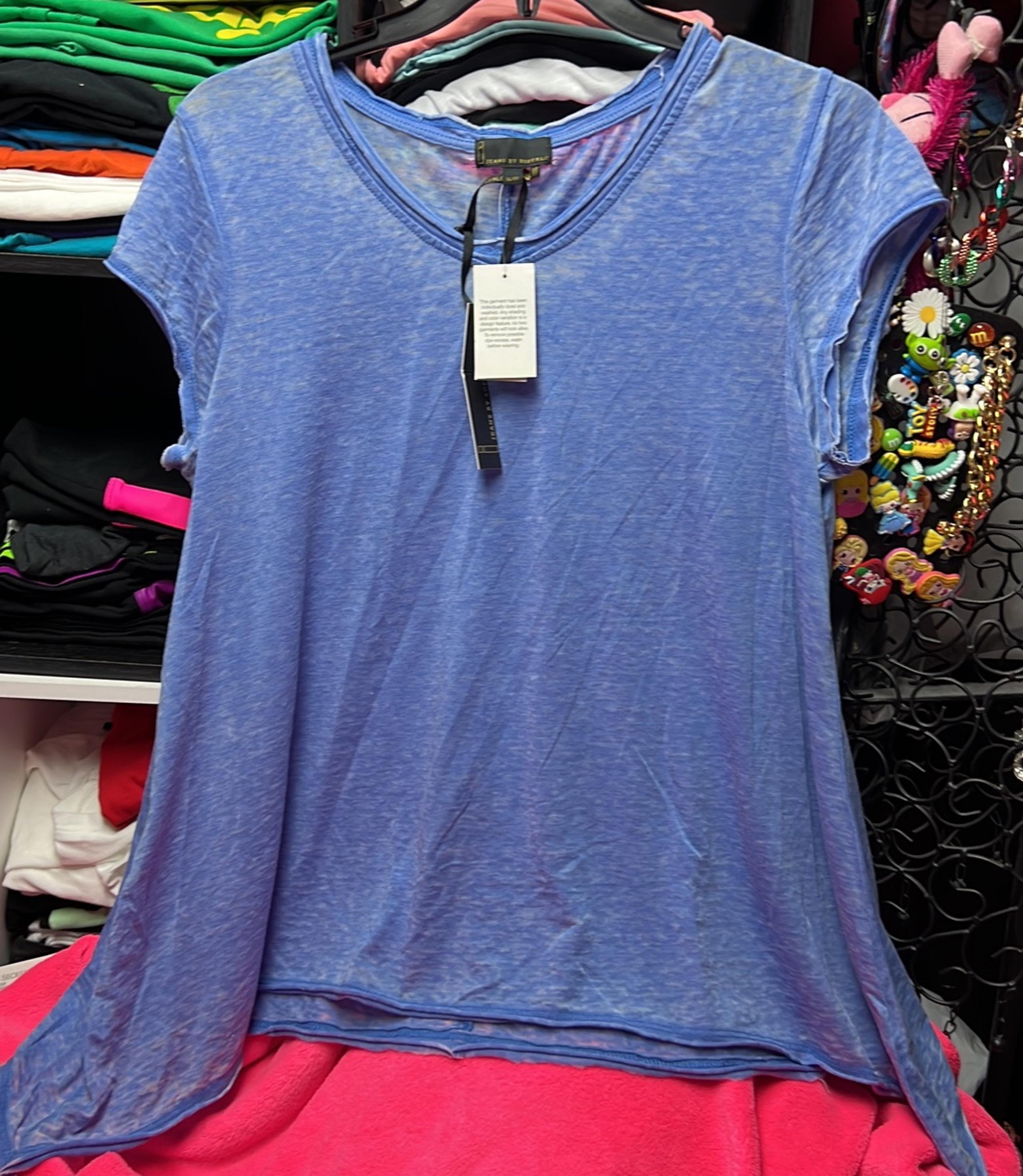 I JEANS BY BUFFALO PERIWINKLE BLUE SHARK BITE T-SHIRT