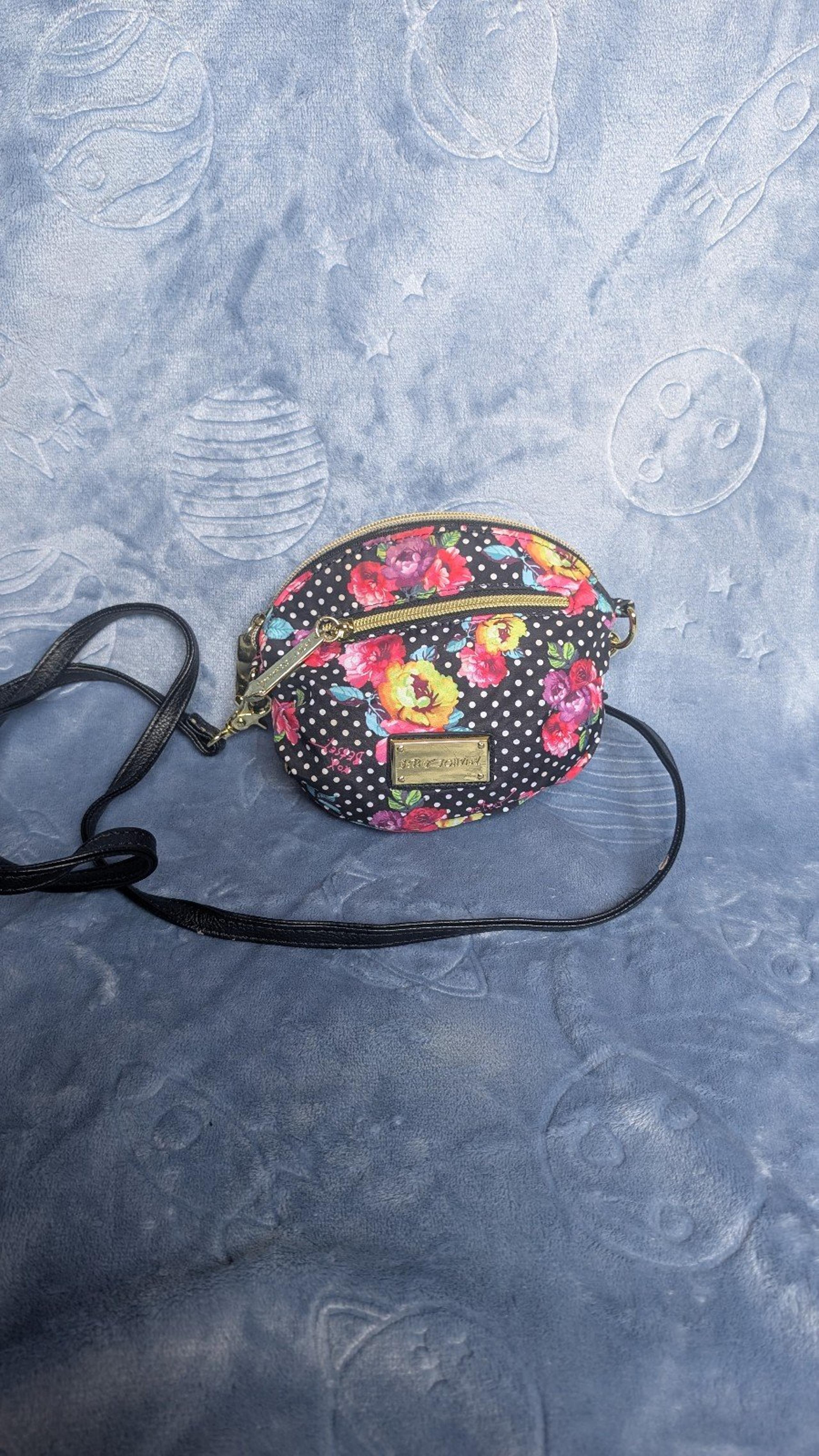 Betsey Johnson Nylon Floral & Polka Dot Crossbody Bag READ DESCRIPTION