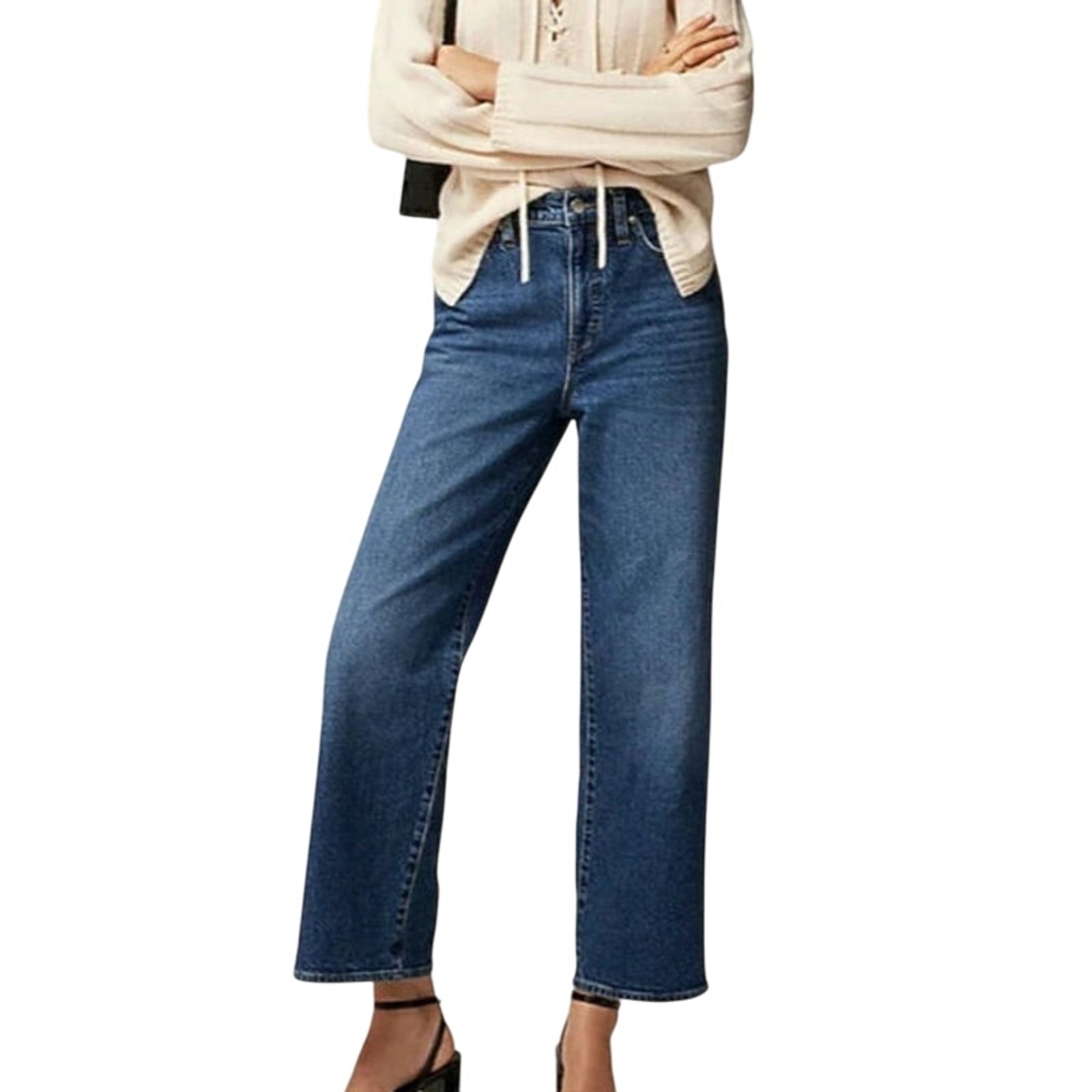 J. Crew High Rise 1996 Semi-Stretch Slim Wide Leg Jean in Mila Dawn Wash