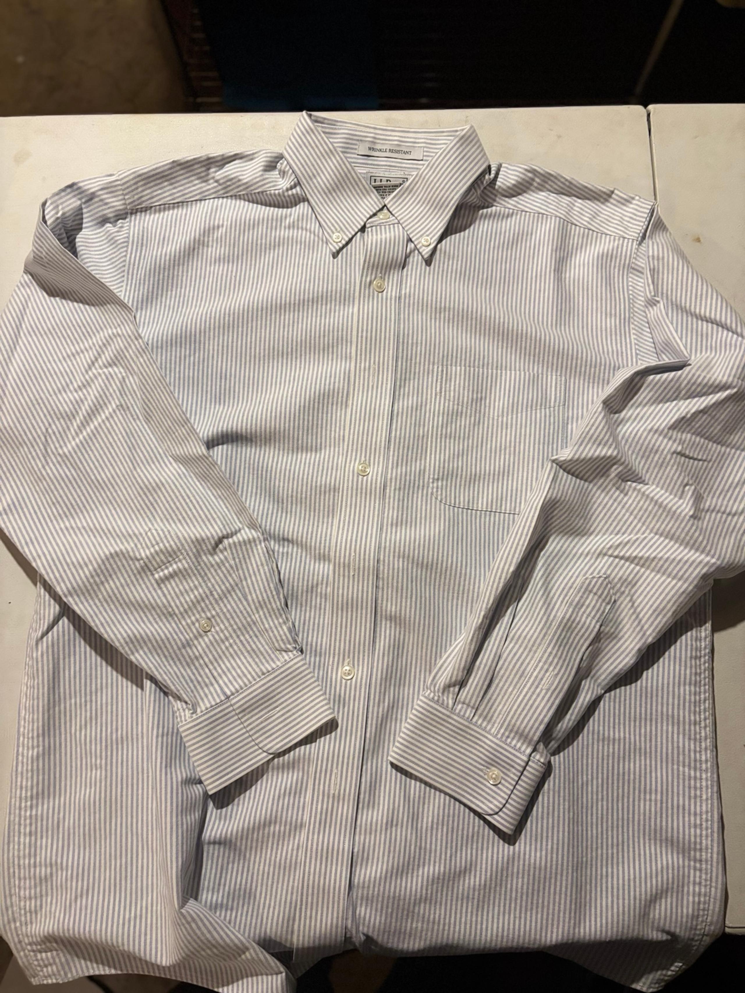 Men’s 161/2-34White and blue striped L.L.Bean button-up shirt