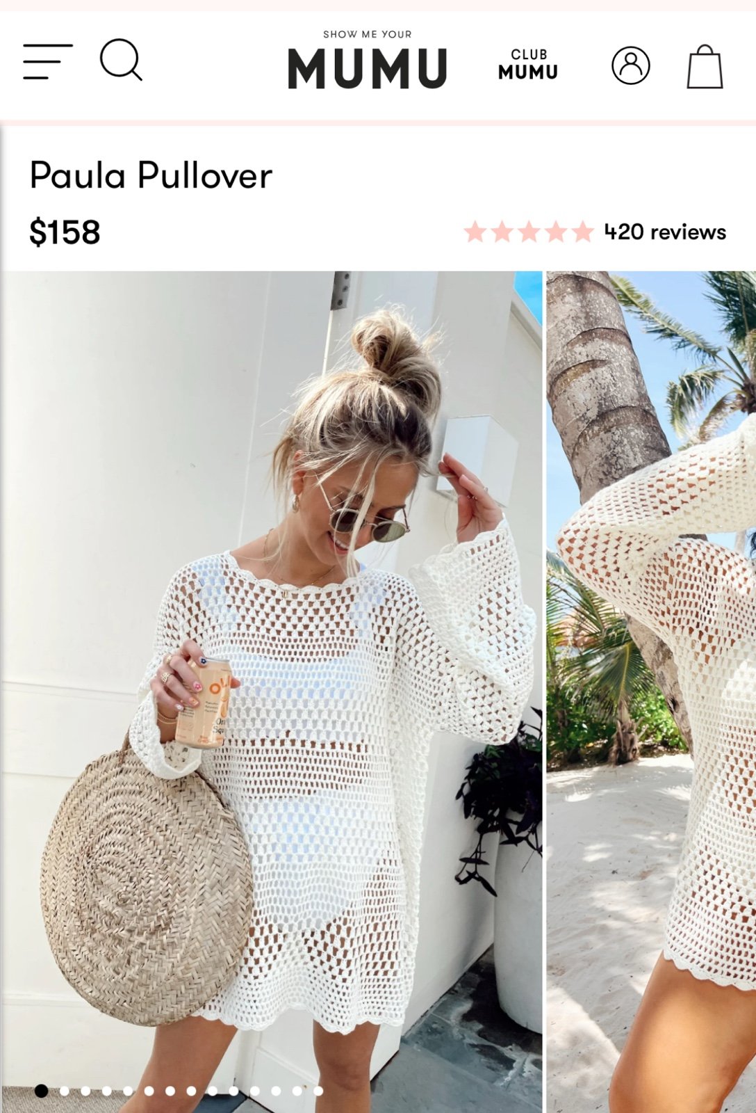 Show Me Your Mumu Paula Pullover Coverup White XL NWT