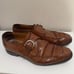 Mens Genuine Shiny Leather Oxford Strap Brown Shoes US 9.5 Lot Of 2