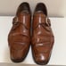 Mens Genuine Shiny Leather Oxford Strap Brown Shoes US 9.5 Lot Of 2