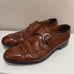 Mens Genuine Shiny Leather Oxford Strap Brown Shoes US 9.5 Lot Of 2