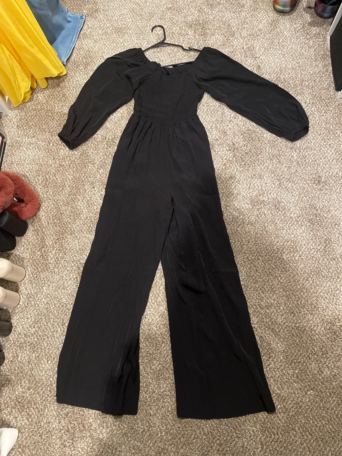 Madewell black shiny jumpsuit