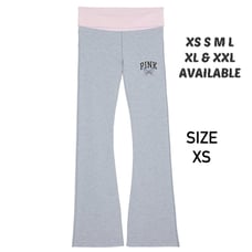 VS PINK GREY & PINK TULIP BUTTERFLY LOGO FLARE LEGGINGS NEW RELEASE! EXTRA SMALL