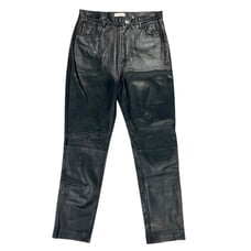SANDRO Trousers Black Lamb Leather Zip Fly Grunge Boho Witchy Core Festival Pant