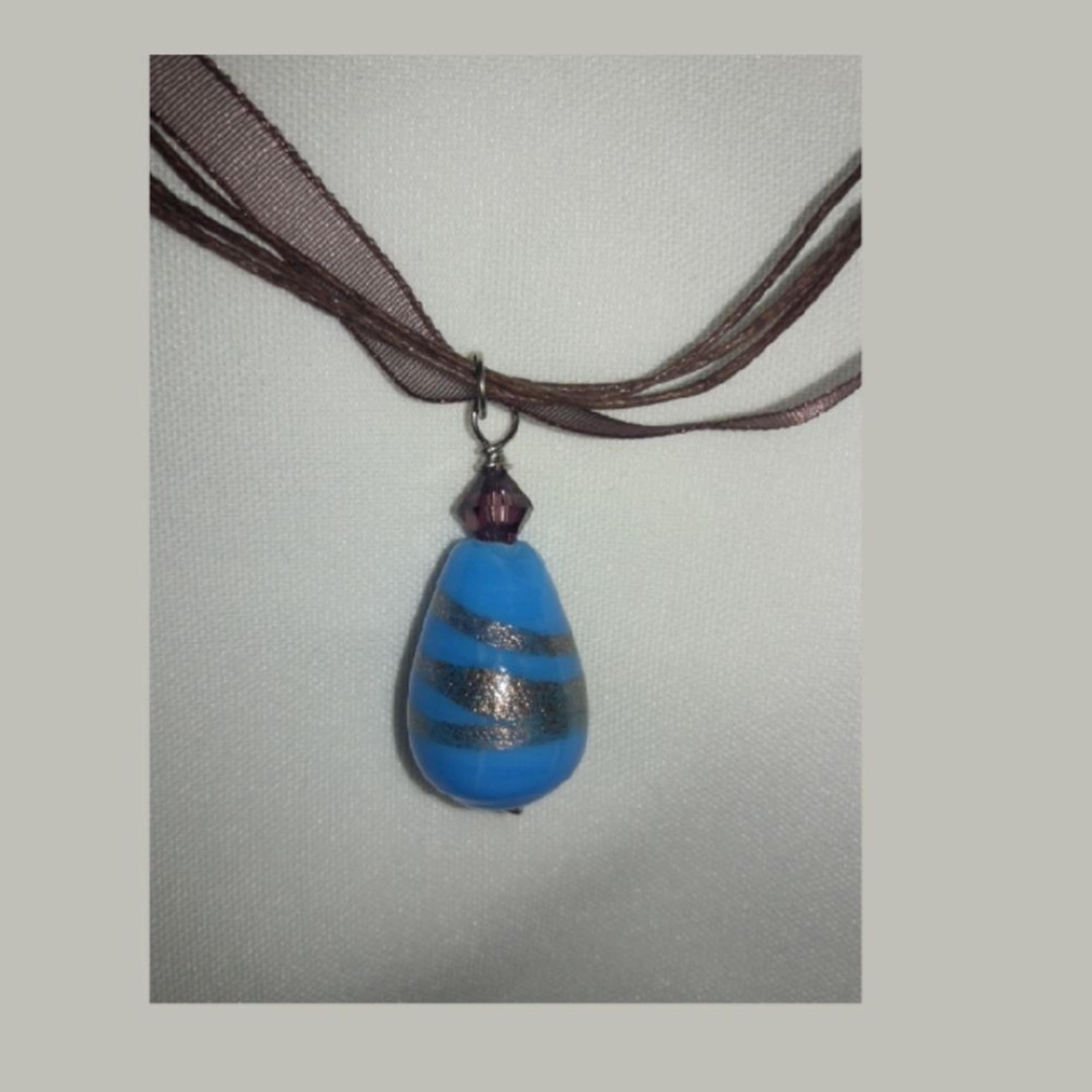 Artisan pendant 055L# Murano Glass Pendant Organza Necklace Layered Necklace 19"