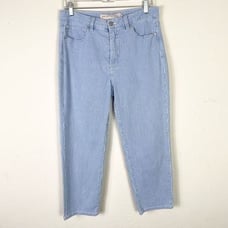 Soft Surroundings Blue Striped Straight Leg Cropped Jeans Size 12