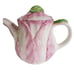 Vintage Teapot The Bombay Company Pink Tulip Ceramic with Lid Taiwan 1992