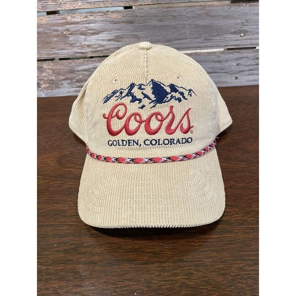 Coors Banquet Hat Corduroy Snapback Golden Colorado Khaki Tan Vintage Style Dad