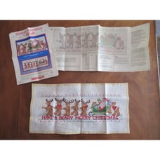 READ* FINISHED Vtg 1987 Santa's Reinbear Sleigh Counted Cross Stitch Dimensions