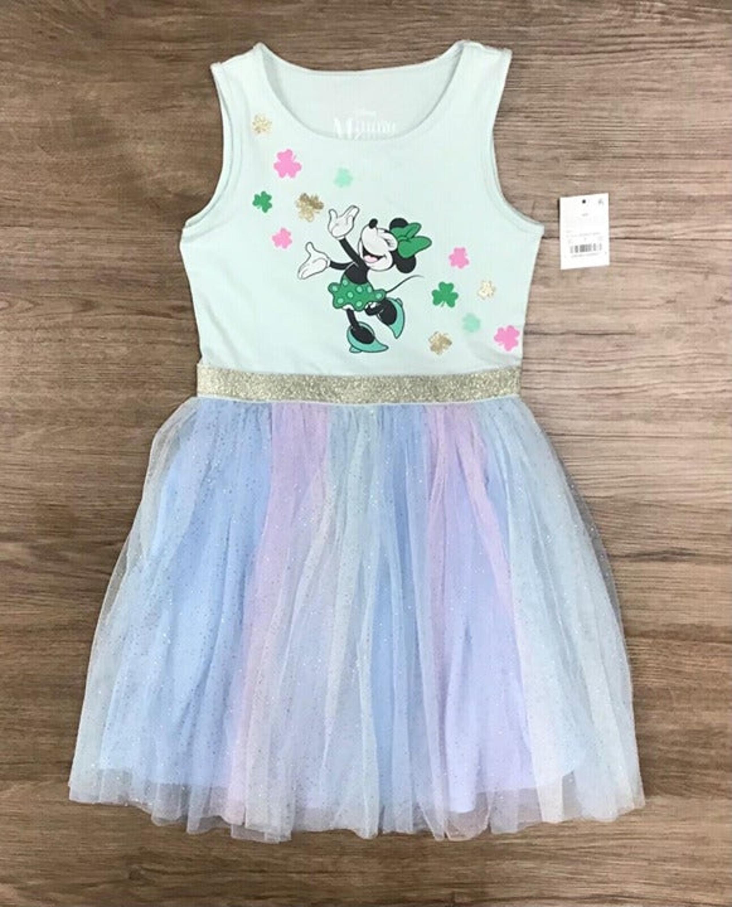 Disney Minnie Mouse Clover&Rainbow Sleeveless Tutu Dress Mint Green S (6/6X)