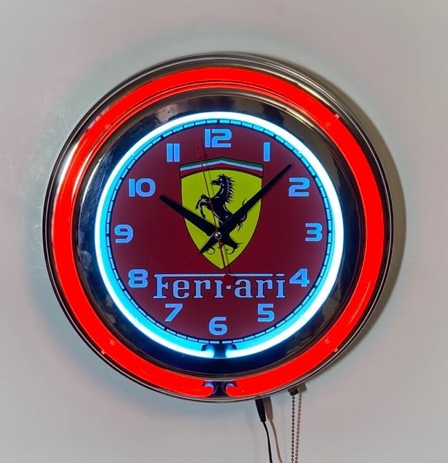 Ferrari logo double ring neon wall clock
