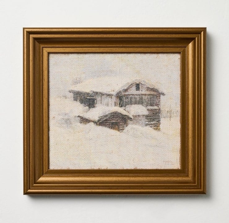 10"x11" Snowy Cabin Burlap Framed Wall Art
- Hearth & Hand with Magnolia