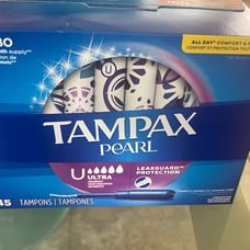 Tampax Pearl Tampons Ultra Absorbency With Leakguard Braid, Unscented, 45Count