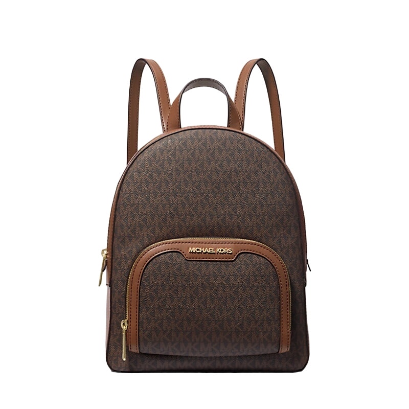 MICHAEL KORS Jaycee Medium MK Logo Backpack Brown Coated Canvas NWT