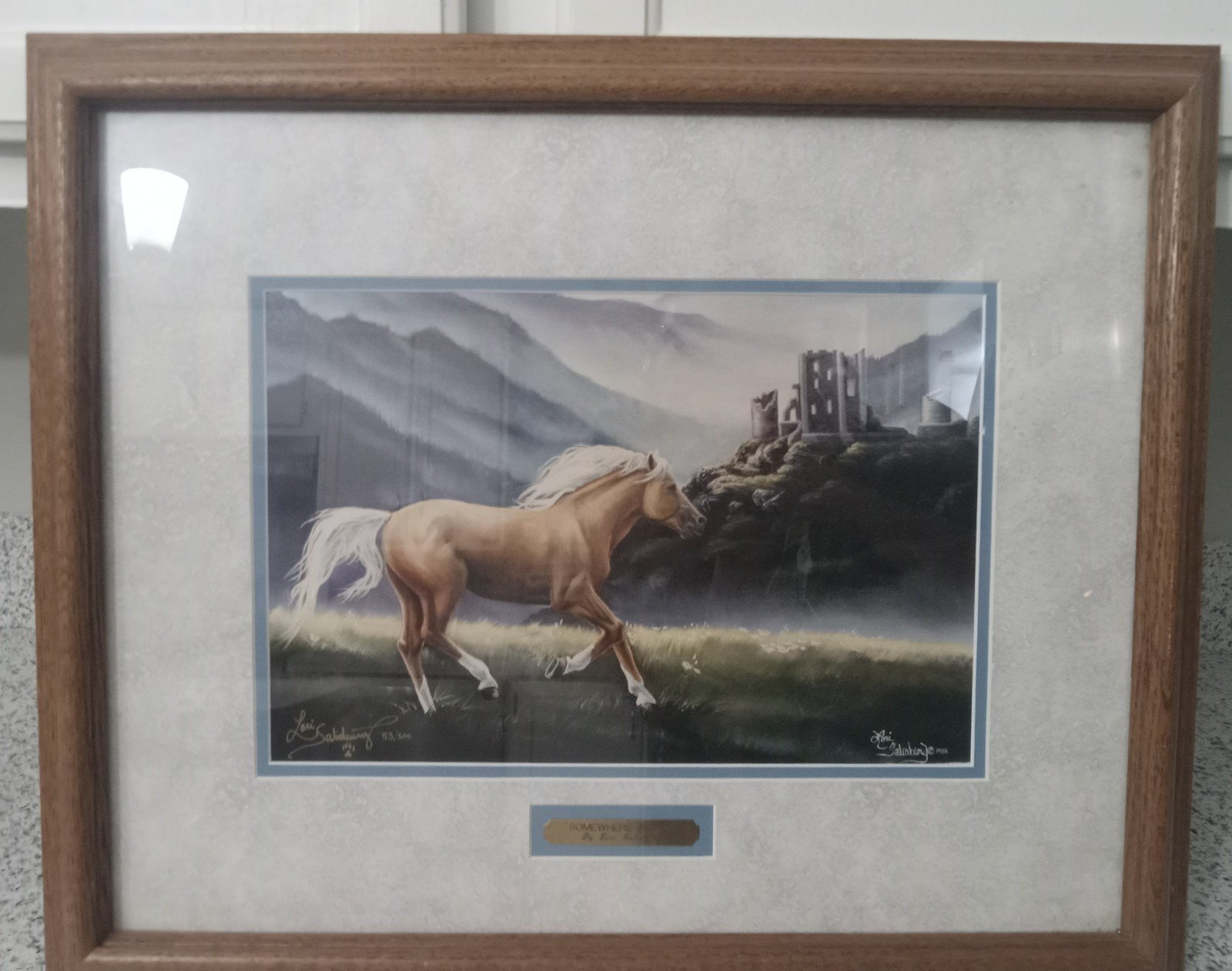 Framed vintage 1988 Lori Salisbury, signed #55/500 somewhere in time lithograph