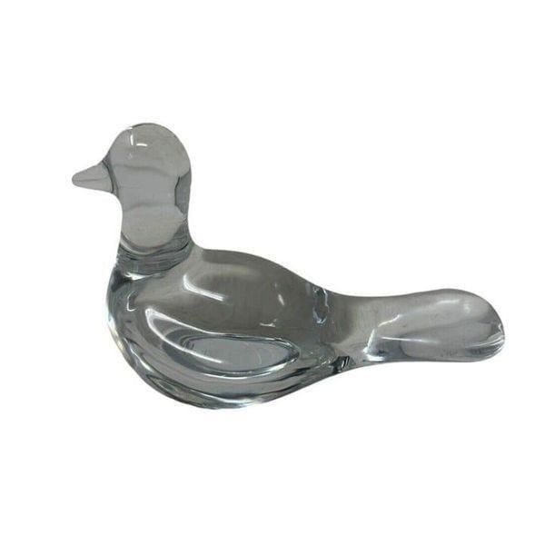Baccarat Clear Crystal Figurine Paperweight Dove Made in France Acid Etched Mark