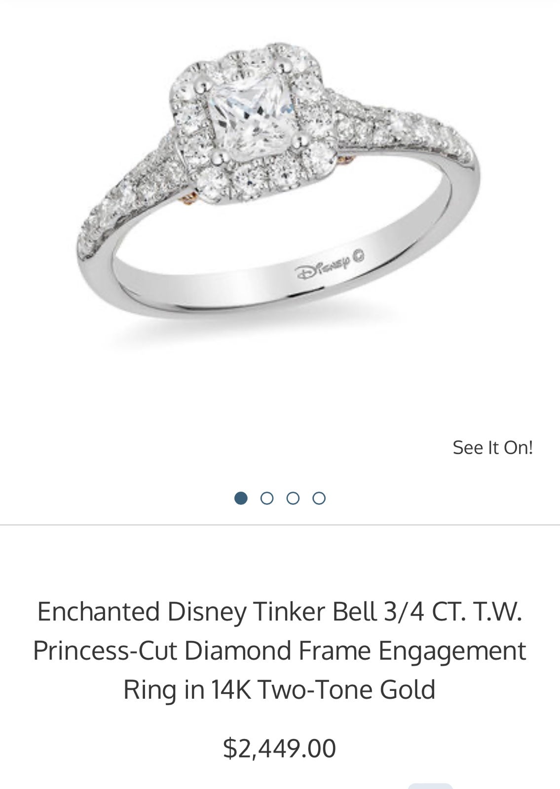 Zales Disney Enchanted Tinker Bell Engagement Ring
