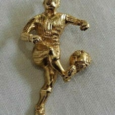 14K Yellow Gold Soccer Player Kicking Soccer Ball Charm or Pendant